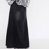 ウォッシュドデニムAラインロングスカート WMD8166 - WAMODA