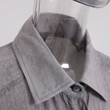 【APOZi】シワ加工ドレープデザインシースルー半袖ロングシャツ WMD43132 - WAMODA