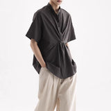 【APOZi 】シワ加工ルーズドレープデザイン半袖シャツ/パンツ WMD43136 - WAMODA