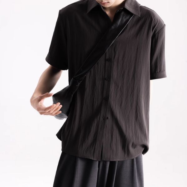 【APOZi】薄地シンプル5分袖シャツ WMD43093 - WAMODA