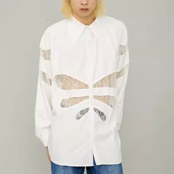 【DND4DES】バタフライ刺繡＆レースシャツ WMD60034 - WAMODA