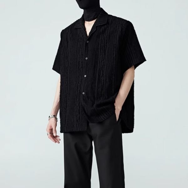 【FRKM SCD】シワ加工リブオープンカラー半袖オーバーサイズシャツ WMD25157 - WAMODA