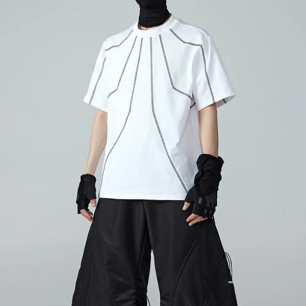 【FRKM SCD】ラインステッチデザインオーバーサイズ半袖Tシャツ WMD25152 - WAMODA
