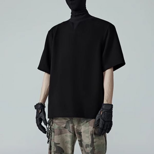 【FRKM SCD】キーネックフェイクレイヤードオーバーサイズ半袖Tシャツ WMD25153 - WAMODA
