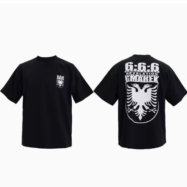 【GROUPMAREK】両面エンブレムロゴプリントオーバーサイズ半袖Tシャツ WMD93013 - WAMODA