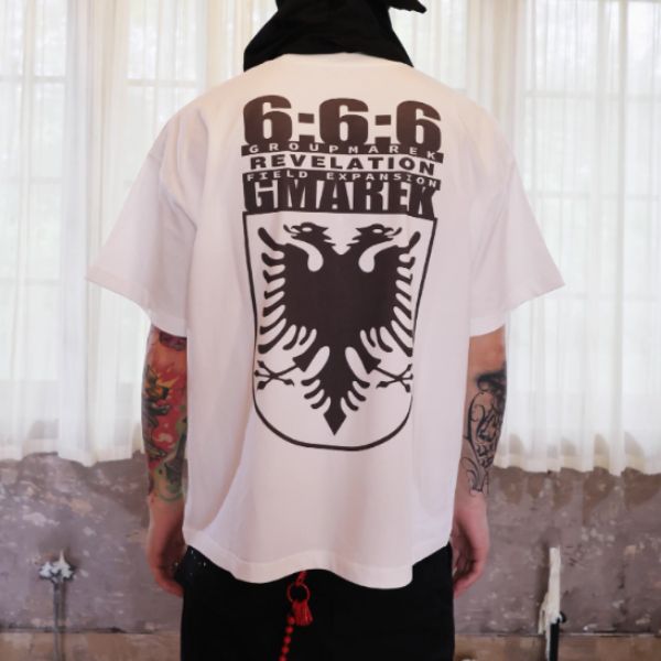 【GROUPMAREK】両面エンブレムロゴプリントオーバーサイズ半袖Tシャツ WMD93013 - WAMODA