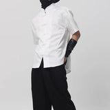 【MANSON】笹の葉刺繍シワ加工半袖チャイナシャツ WMD69018 - WAMODA
