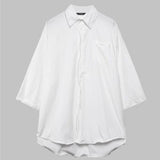 【RAYSHOW】オーバーサイズツイストヘムストライプ七分袖シャツ WMD28050 - WAMODA