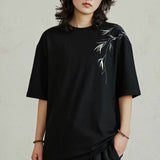 笹の葉刺繍オーバーサイズ半袖Tシャツ WMD3457 - WAMODA