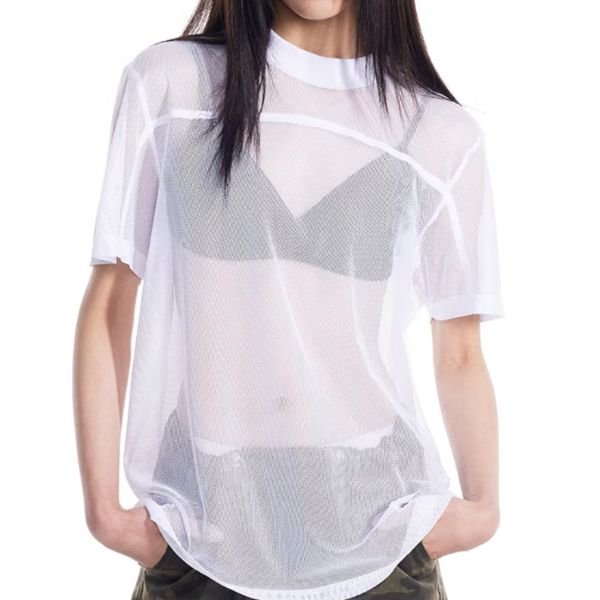 【THELIGHT】メッシュオーバーサイズTシャツ WMD90002 - WAMODA