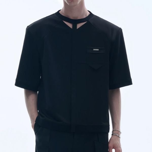 【TIWILLTANG】カッティングデザインネックオーバーサイズ半袖Tシャツ WMD27075 - WAMODA