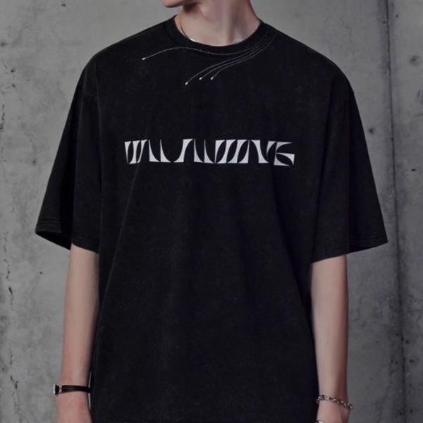 【TIWILLTANG】ステッチデザインフェード加工ロゴプリント半袖Tシャツ WMD27077 - WAMODA