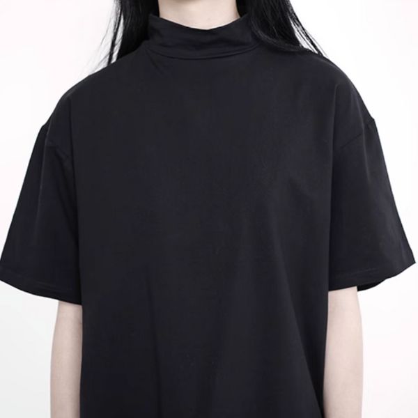 シンプルハイネックオーバーサイズ5分袖Tシャツ WMD1472