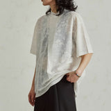 刺繍入りシースルースタンドカラー半袖プルオーバーシャツ WMD3442 - WAMODA