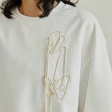 デザイン刺繍オーバーサイズ半袖Tシャツ WMD3452