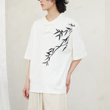 チャイナボタンバンブー刺繡5分袖カットソー WMD3290 - WAMODA