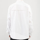 【7440 37 1】アシンメトリー切り替え袖シルバー装飾付きシャツ WMD47013 - WAMODA