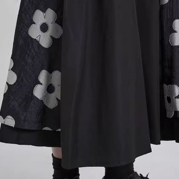 フラワー飾りステッチAラインロングスカート WMD1506 - WAMODA