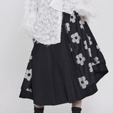 フラワー飾りステッチAラインロングスカート WMD1506 - WAMODA