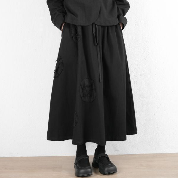 ダメージドットデザインAラインロングスカート WMD20208 - WAMODA