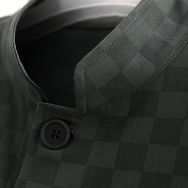 【APOZi】ブロックチェックスタンドカラー半袖ジャケット WMD43013 - WAMODA