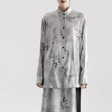 【APOZi】笹の葉プリントスタンドカラーチャイナシャツ WMD43085 - WAMODA