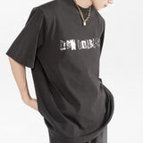 【Doublewin】フロントロゴ入りラウンドネックコットンTシャツ WMD67002 - WAMODA