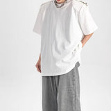 【Doublewin】ショルダーベルトデザインラウンドネックTシャツ WMD67008 - WAMODA