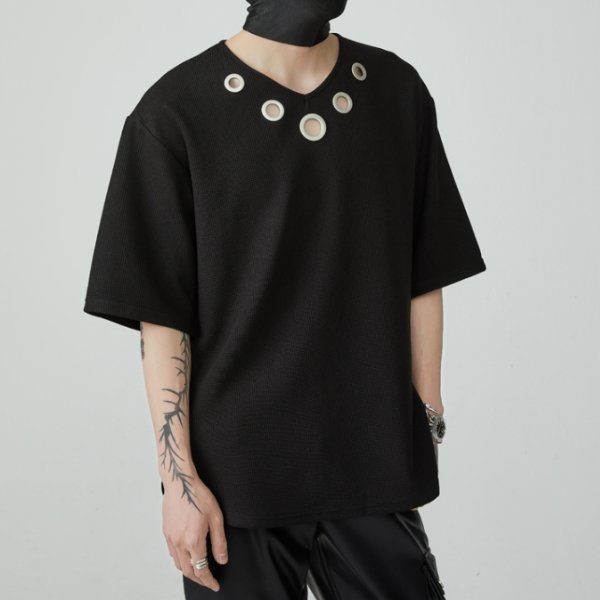 【FRKM SCD】 カットオフカラーデザインVネックTシャツ WMD25003 - WAMODA