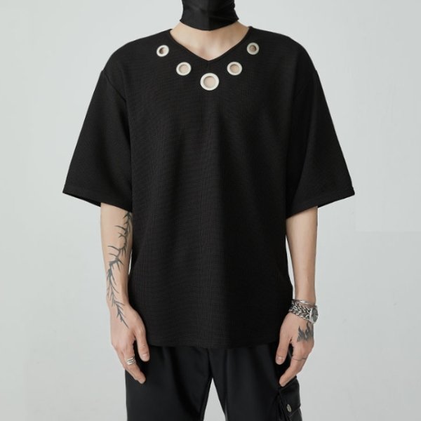 【FRKM SCD】 カットオフカラーデザインVネックTシャツ WMD25003 - WAMODA