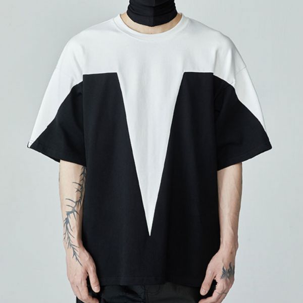 【FRKM SCD】バイカラーブロックデザイン半袖Tシャツ WMD25082 - WAMODA