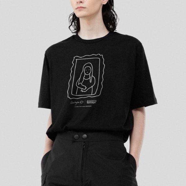 【Kami anger】 モナリザプリントデザイン半袖Tシャツ WMD4017 - WAMODA