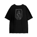 【Kami anger】 モナリザプリントデザイン半袖Tシャツ WMD4017 - WAMODA