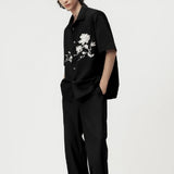 【KOTAE】 フラワー刺繍半袖コットンシャツ WMD24004 - WAMODA