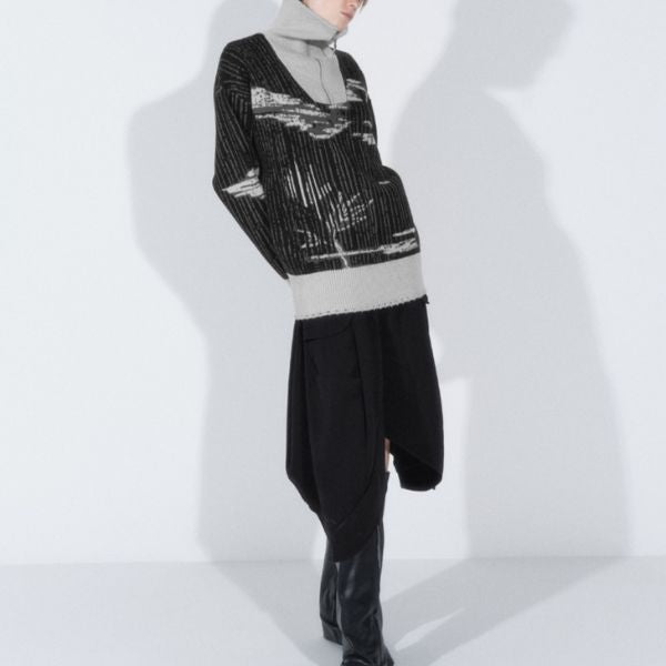 【MOHCHLINS】デザインジャガード織ジップセーター WMD36003 - WAMODA