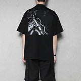 【RAYSHOW】ヘンリーネックバックプリント半袖Tシャツ WMD28008 - WAMODA