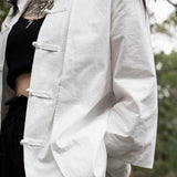 【SIMPLE BLACK】チャイナ風フェイクツーピース七分袖シャツ WMD26005 - WAMODA