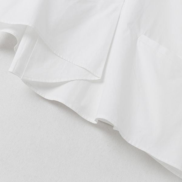 【SIMPLE BLACK】アシンメトリーロングカラー七分袖シャツ WMD26009 - WAMODA
