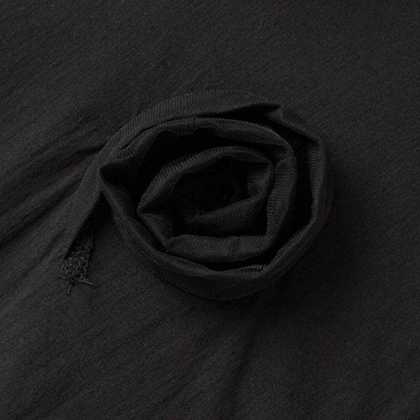 【SIMPLE BLACK】立体装飾メッシュパッチ半袖ハーフボタンシャツワンピース WMD26031 - WAMODA