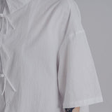 【SIMPLE BLACK】アシンメトリーチャイナ釦コットンシャツ WMD26042 - WAMODA