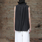 【SIMPLE BLACK】フリルカラーノースリーブシャツ WMD26050 - WAMODA