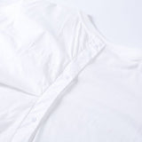 【SIMPLE BLACK】斜めボタンバックデザインアシンメトリー半袖Tシャツ WMD26040 - WAMODA