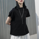 【SIMPLE BLACK】クルーネックストレッチコットンTシャツ WMD26044 - WAMODA