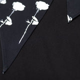 フラワーパターン切り替え襟ステッチ半袖Tシャツ WMD19012 - WAMODA