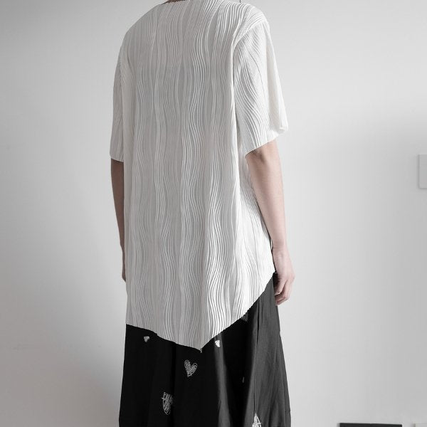 裾アシンメトリープリーツTシャツ WMD20018 - WAMODA