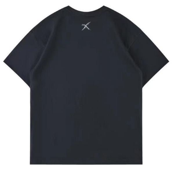 【边界】カラーサイケプリント半袖コットンTシャツ WMD48012 - WAMODA