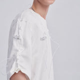 【TIWILLTANG】フロントホワイトドローストリングデザイン半袖Tシャツ WMD27065 - WAMODA