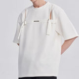 【TIWILLTANG】サイドスリット入りフロントロゴベルトデザイン半袖Tシャツ WMD27066 - WAMODA