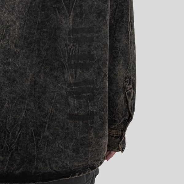 【UNDERWATER】ウォッシュ加工バックサイドロゴプリントシャツジャケット WMD71022 - WAMODA