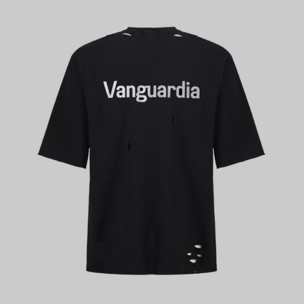 【Vanguardia】ダメージ加工バックメタルロゴプリント半袖Tシャツ WMD78013 - WAMODA